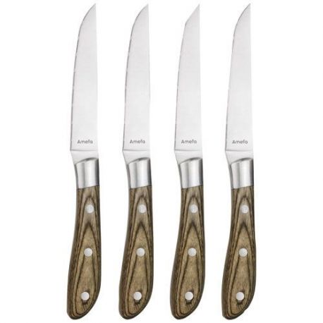 AMEFA ACHILLE COFFRET 4 COUTEAUX STEAK BOIS DE PAK 255015MB02BR4