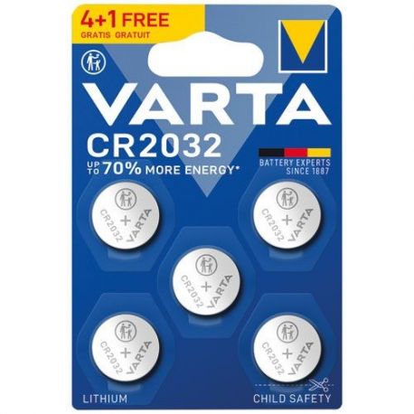 VARTA PILE LITHIUM BOUTON CR2032 3V BL 4+1 6032101495