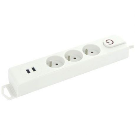 PROFILE  BLOC X3 INT 2XUSB INTER 1.5M BLANC 433030410