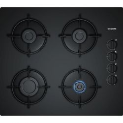 SIEMENS Table de cuisson gaz - Dessus verre trempé 4 brûleurs dont 1 rapide 3 kW - EO6B6PB10