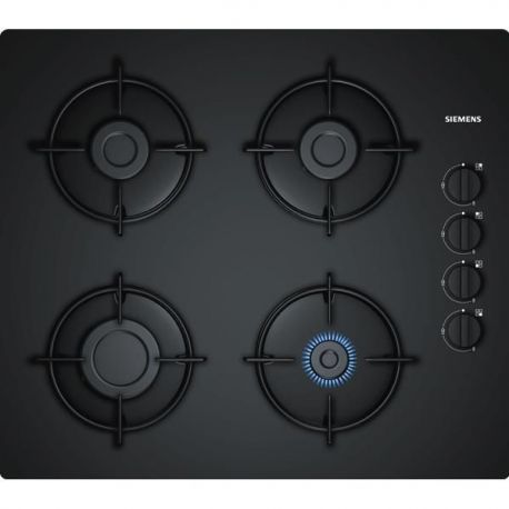 SIEMENS Table de cuisson gaz - Dessus verre trempé 4 brûleurs dont 1 rapide 3 kW - EO6B6PB10